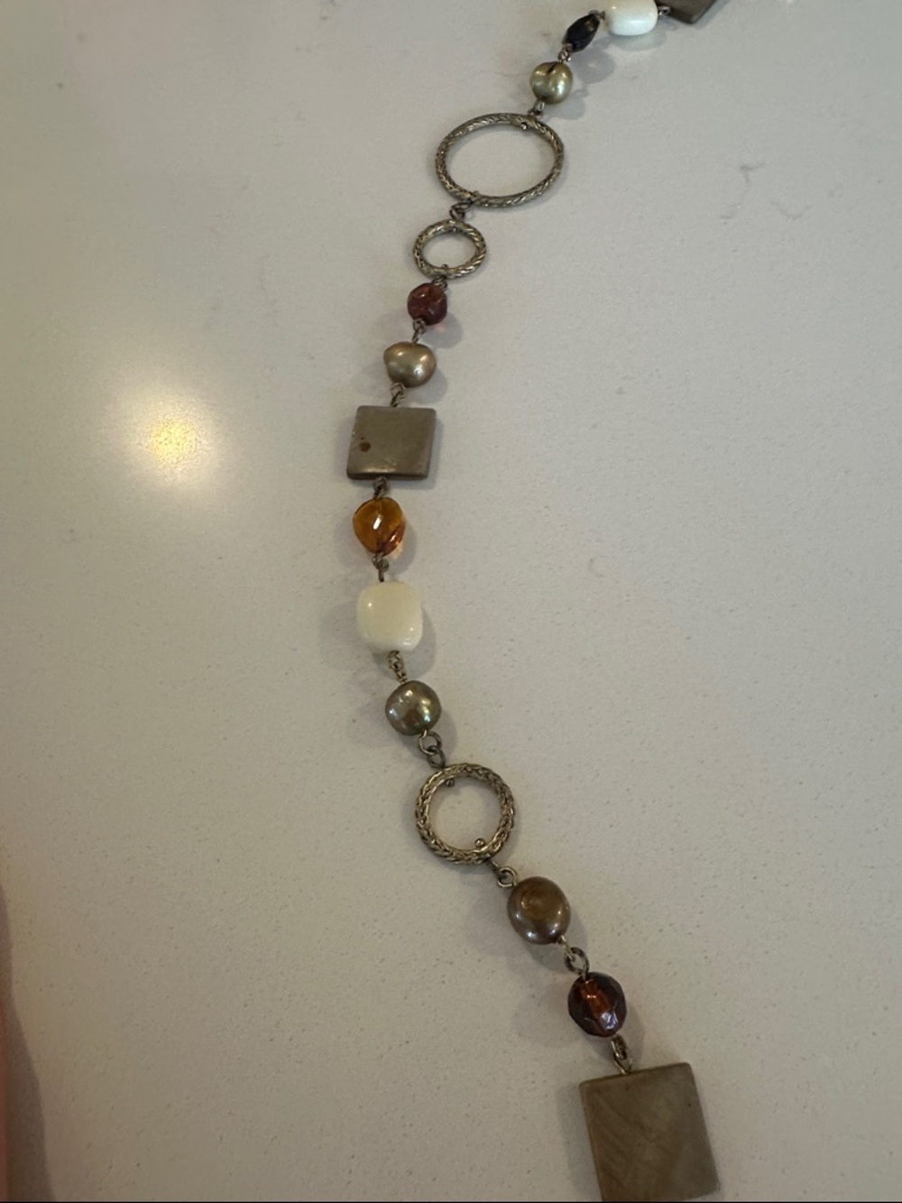 Lia Sophia Beaded Multi-Tone Long Necklace with Silver Rings - Picture 2 of 2